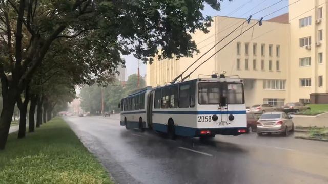 «В ливень» Троллейбус ЮМЗ Т1 2058 1 маршрут.