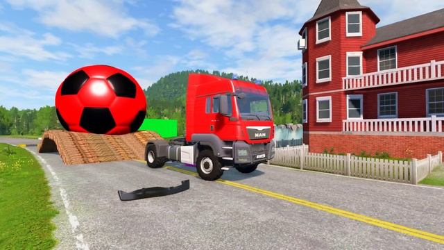 Double Flatbed Trailer Truck vs Speedbumps  Train vs Cars  Tractor vs Train  BeamNG.Drive 10