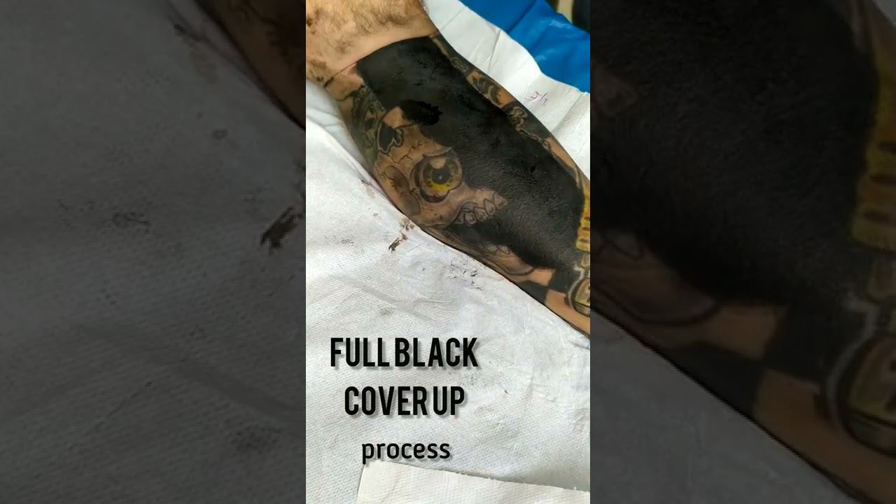 #shorts Blackwork Tattoo Cover Up (process)