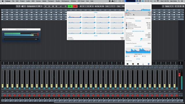 2019 Mac Pro (16 Core): Cubase 10 Real-Time VST Test 1
