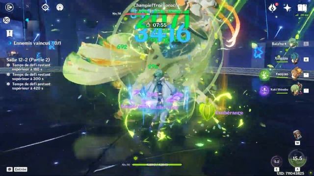 4.2 New Spiral Abyss Floor 12 - C0 Furina Freeze And C0 Baizhu Hyperbloom - Genshin Impact