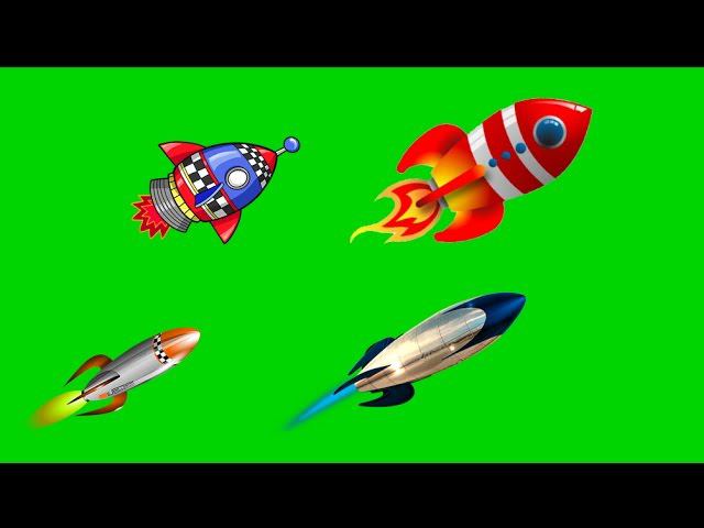 Футаж ракета полет зеленый фон Rocket On A Green Screen Pack