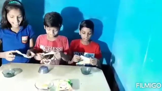 Eat it, lick it and leave it challenges with three childs