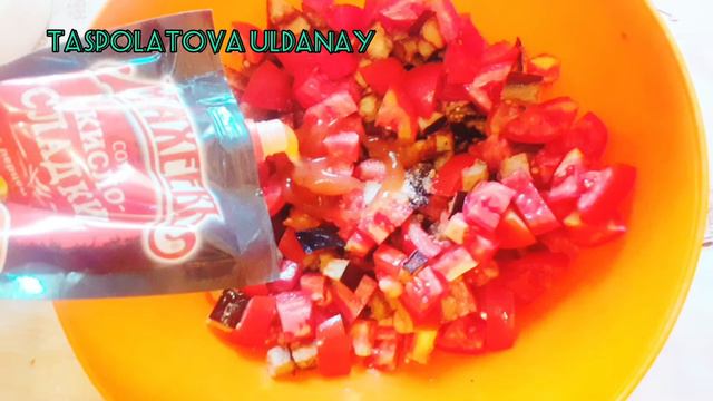 Салат из баклажанов с помидорам. Қазақша рецепт. Баялды мен помидордан  Хит салат
