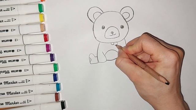 Как нарисовать медвежонка поэтапно.