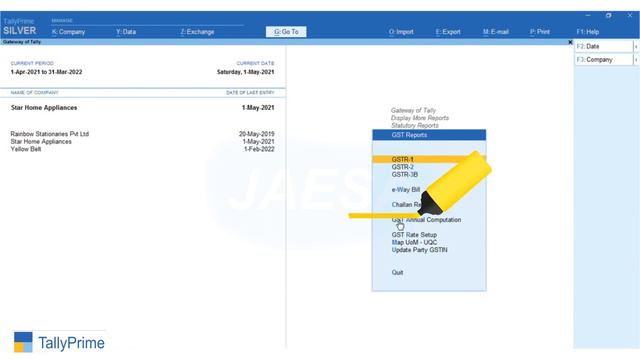 GSTR 1 HSN Summary Generation Process In Tally Malayalam