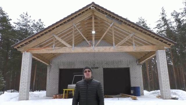 Декорирование кирпичного гаража бревном. Часть 1