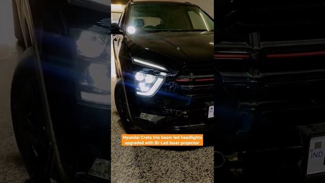 Hyundai CRETA Trio Beam Led Headlights Upgraded With Bi-Led Bi-laser Projector #creta #viral