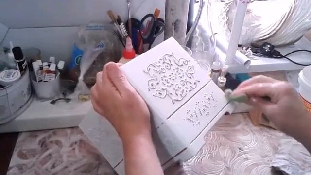 Декупаж шкатулки 3D. Декор шпатлевкой. Diy.