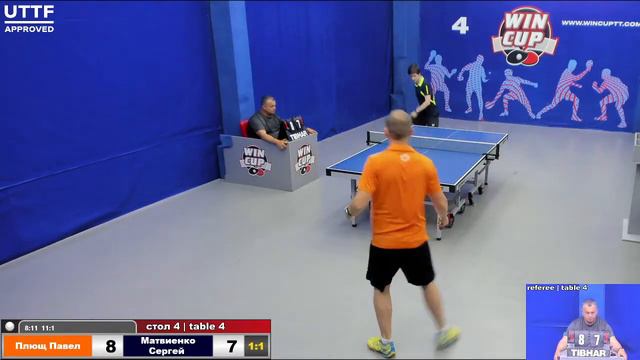 18:30 Плющ Павел 2-3 Матвиенко Сергей стол 4 Юг-3  29.07.21