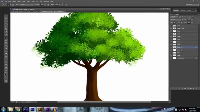 How To Create Own Brush In Photoshop And Paint Tree | Digital Painting Of Tree In Photoshop