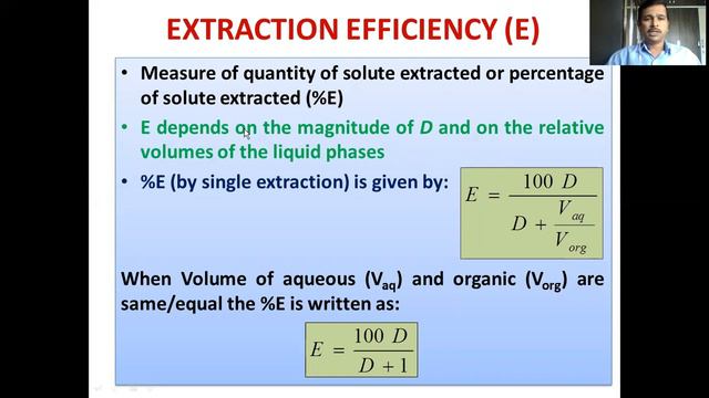 Nernst Distribution Law And Extraction Efficiency