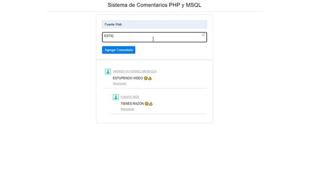 COMENTARIOS PHP Y MySQL | FUENTE WEB