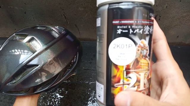 Dark Grey Hologram Samurai Paint || Repaint Bicycle Helmet Pacific