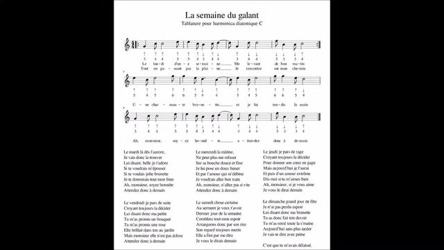 La Semaine Du Galant - Tablature Harmonica Diato C
