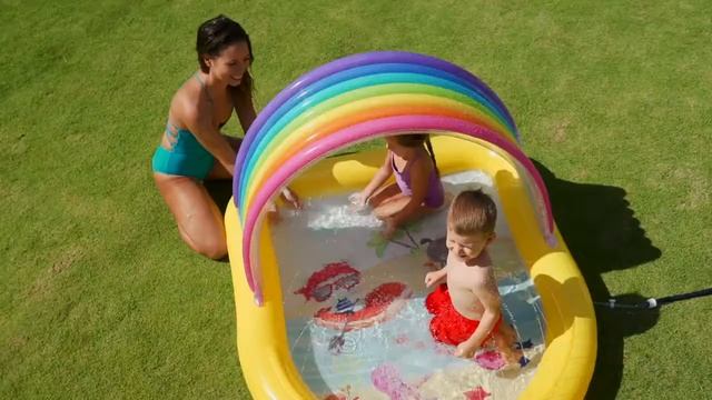 Детский бассейн с навесом и фонтаном Выше Радуги 147*130*86 см 57156, INTEX