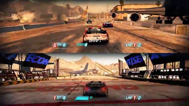 Split Second Gameplay PC  Split screen Racing at AIRPLANE GRAVEYARD  Perfect drifting 2 Players