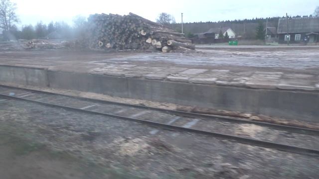 Станция Старая Торопа из окна поезда. Прибытие, отправление.