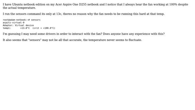 Ubuntu: Fan Control On Acer Aspire One D255 Netbook