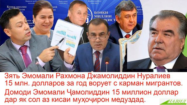ЭМОМАЛИ РАХМОН и его семья берут под контроль все банки Таджикистана и воруют деньги народа. ВСЁ ТА