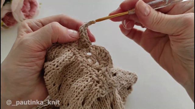Джемпер-блуза с Кружевом или Поло Спицами  #_pautinka_knit #джемперспицами #блуза #кружевокрючком