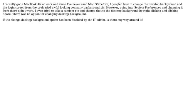 Apple: Unable To Change Desktop Background In Macbook Air