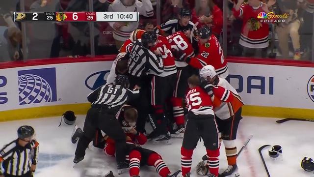 Pavel Mintyukov Got Involved In Brawl Between Ducks And Blackhawks (12 Mar 2024)