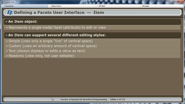 Defining A Facets User Interface
