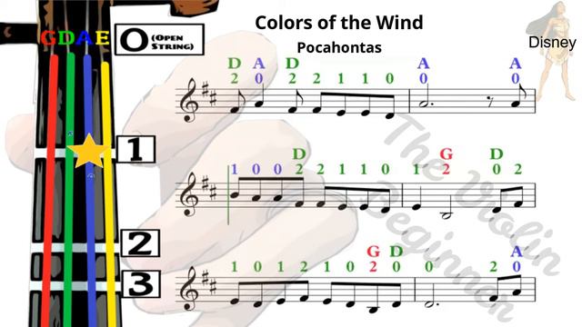 Colors Of The Wind | Violin Tutorial | Pocahontas | Disney | 小提琴入門班 | 風之彩 | 風中奇緣 | 迪士尼 [Level 2]