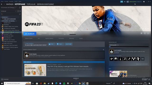 Steamdan alınan fifa23 açmama sorunu.HİÇ KİMSE BU SORUNU ANLATMAMIŞ.SADECE BEN ANLATTIM.