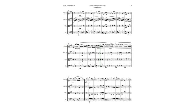 Rondo Alla Turca By Mozart For String Quartet | SHEET MUSIC