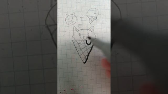 нарисовала кота+мороженое=симба в вафле?