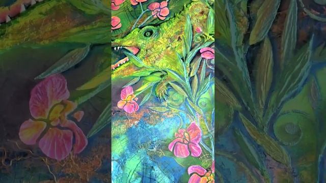 Чай с Кроко. Венецианская штукатурка + барельеф + неоновые краски. Фантазия трезвого художника.