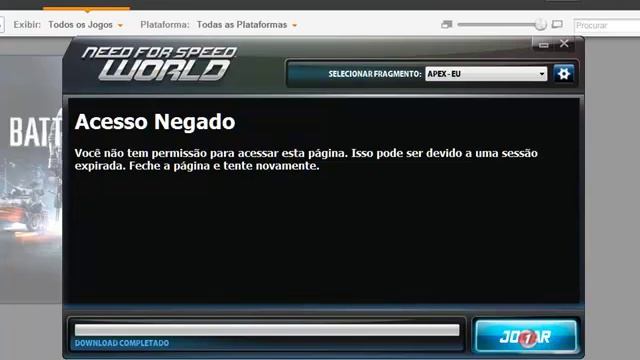 Erro indefinido need for speed wolrd