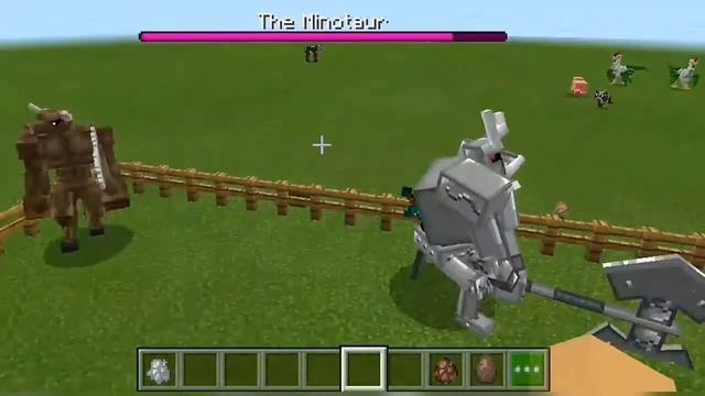 Майнкрафт но Железный кованый против Минотавра.#майнкрафт #минотавр #железныйкованый #монстры #битв