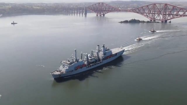 RFA Fort Victoria Heads Down The Firth Of Forth