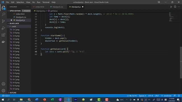 Code Blackjack With JavaScript HTML CSS