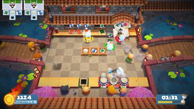 Overcooked 2 Level 1-2 | 4 Player | Score 2964  (World Record)