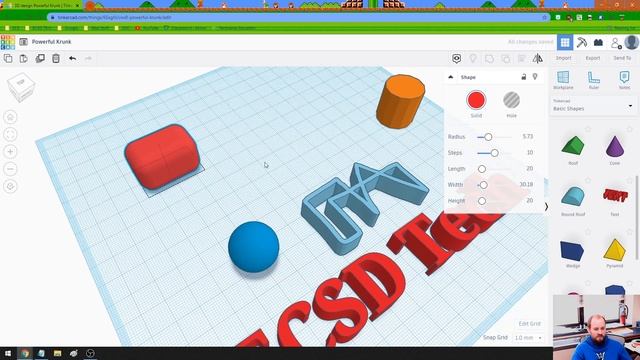 TinkerCAD Tutorial #2, Part 2: Adding Shapes And Adjusting Size/Position