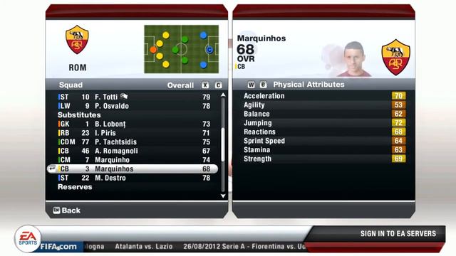 FIFA 13 - Serie A, Roma (Introduction + Squad Settings) - English (PC Game)