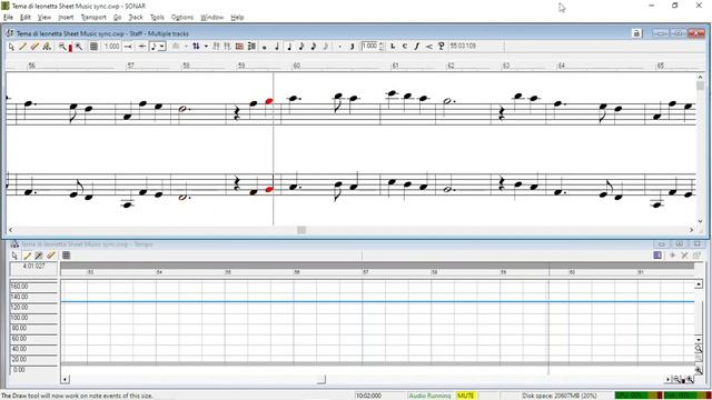 Tema di Leonetta Angelo Branduardi low and high octave scrolling sheet music - play along