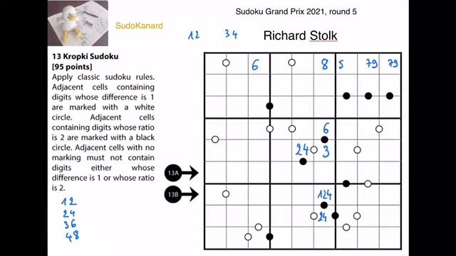 [Eng] Kropki Sudoku, By Richard Stolk (Sudoku Grand Prix 2021, Round 5, Puzzle 13)