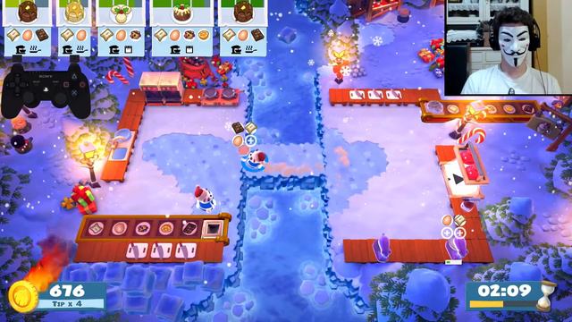 Overcooked 2 ❄️ Christmas DLC – Level 1-5 - 4-Stars World Record! -  1 Player - Score: 1428