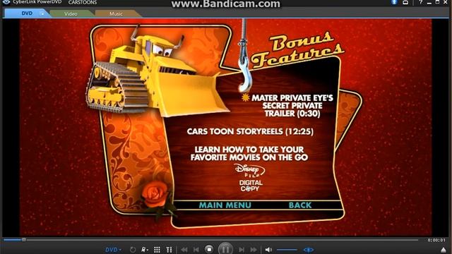 Cars Toon: Mater's Tall Tales 2010 DVD Menu Walkthrough