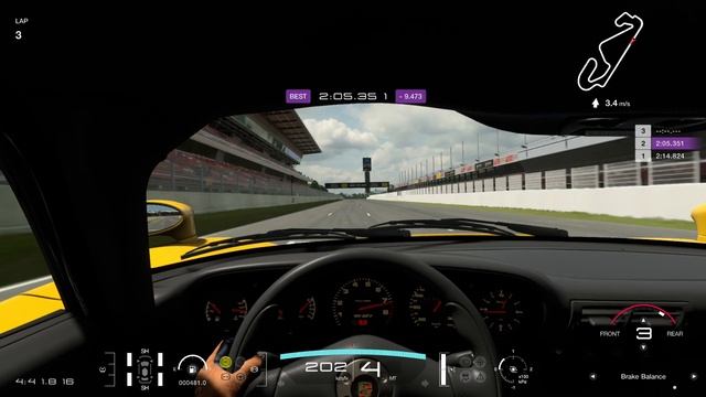 Gran Turismo 7 - 1997 Porsche 911 GT1 - Barcelona - cockpit (against RUF CTR3 ghost)