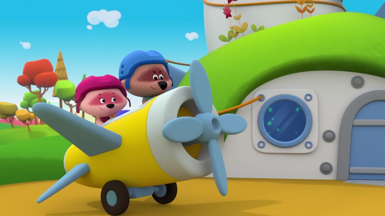 МИ-МИ-МИШКИ - Гонки на машинках и самолетах. Мультик игра