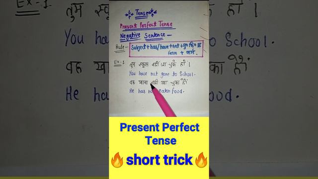 Present Perfect Tense Negative Sentence 😲 😲😲😲