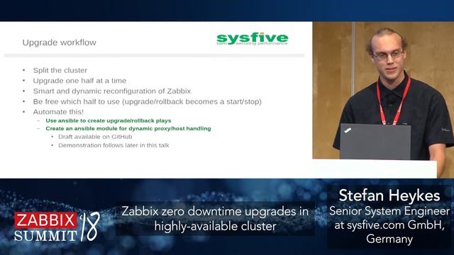 Stefan Heykes - Zabbix Zero Downtime Upgrades In Highly-available Cluster
