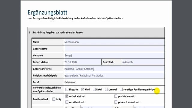 Заполнение анкет для подключения к позднему переселенцу задним числом  / ПМЖ в ФРГ