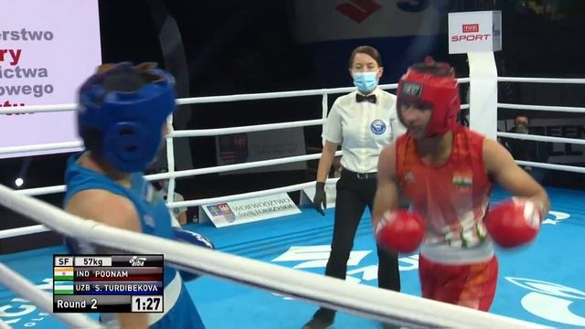 Kielce 2021 Semifinals (W57kg) POONAM (IND) Vs TURDIBEKOVA Sitora (UZB)